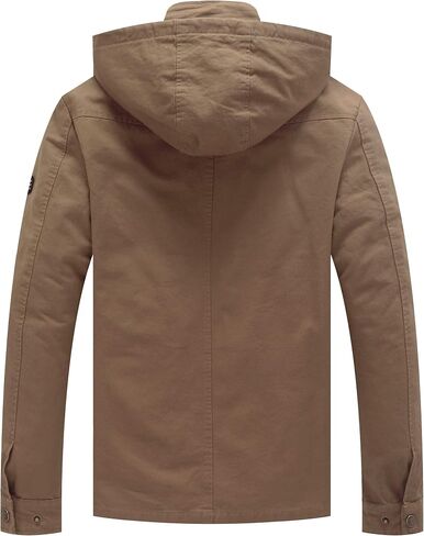 WenVen Men's Casual Canvas Cotton Jacket Hooded Military Utility Jacket in Kuwait