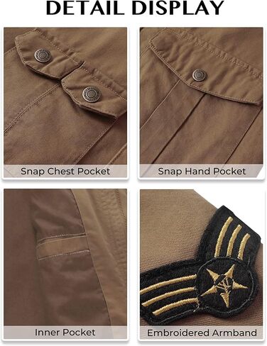 WenVen Men's Casual Canvas Cotton Jacket Hooded Military Utility Jacket in Kuwait