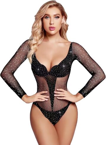 Lingerie sexy women’s lingerie bodysuit exotic naughty set for women mesh sexy Black Teddy babydoll Universal size… in Saudi Arabia