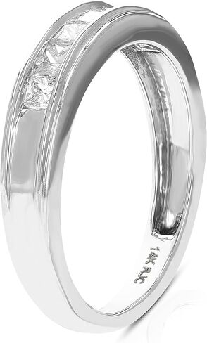 VIR JEWELS 1/2 قيراط (ctw) خاتم ألماس لذكرى الزفاف للنساء، خاتم خطوبة من الألماس المربع نصف الأبدي من الذهب الأبيض عيار 14 قيراط مكون من 7 أحجار 0.50 قيراط، مقاس 4.5-10 in Kuwait