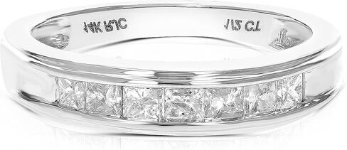 VIR JEWELS 1/2 قيراط (ctw) خاتم ألماس لذكرى الزفاف للنساء، خاتم خطوبة من الألماس المربع نصف الأبدي من الذهب الأبيض عيار 14 قيراط مكون من 7 أحجار 0.50 قيراط، مقاس 4.5-10 in Kuwait