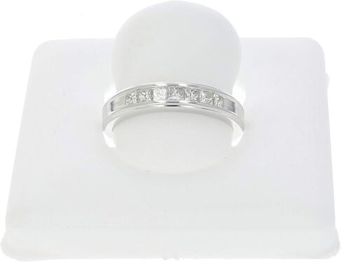 VIR JEWELS 1/2 قيراط (ctw) خاتم ألماس لذكرى الزفاف للنساء، خاتم خطوبة من الألماس المربع نصف الأبدي من الذهب الأبيض عيار 14 قيراط مكون من 7 أحجار 0.50 قيراط، مقاس 4.5-10 in Kuwait