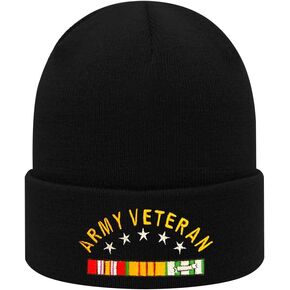 Dutern U.S. Army Veteran Embroidery Classic Beanie Hat Cuffed Winter Hat Knit Toque Skull Cap Black in Kuwait