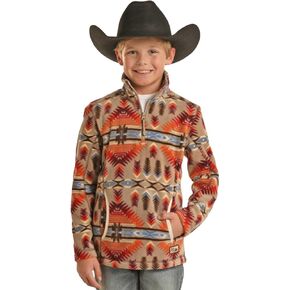 روك آند رول دينم - لا تستخدم وسترة صوفية مطبوعة من قماش الدنيم للشباب الأزتيك in Kuwait