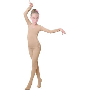 مجموعة طبقات أساسية من Daydance Nude Kids Girls ملابس داخلية نشطة للرقص والباليه والجمباز والأداء في الشتاء