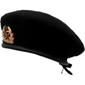 Classic Soviet Special Troops Mens Boys Military Army Style Berets Hats Faux Leather Trim Wool Beret One Size Fits Most in Saudi Arabia