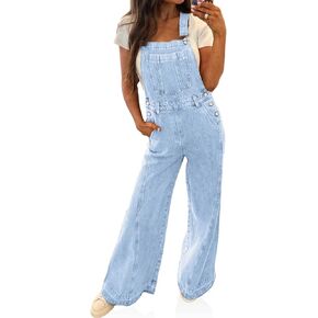 Cicy Bell Women's Wide Leg Denim Overalls Cute Vintage Adjustable Straps Bib Jeans Jumpsuits Overalls