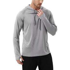 Yundobop Men's UPF 50+ Rash Guard Swim Shirt Long Sleeve Athletic Hoodies Lightweight Fishing Running Thumbholes Shirt