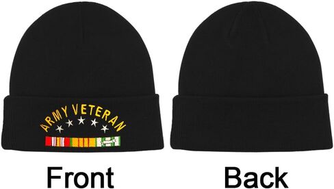 Dutern U.S. Army Veteran Embroidery Classic Beanie Hat Cuffed Winter Hat Knit Toque Skull Cap Black in Kuwait