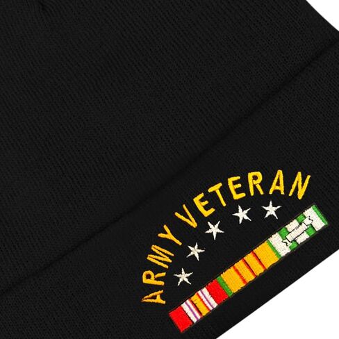 Dutern U.S. Army Veteran Embroidery Classic Beanie Hat Cuffed Winter Hat Knit Toque Skull Cap Black in Kuwait