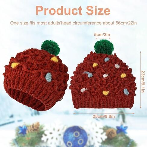 skoosb قبعة عيد الميلاد قبعة صغيرة للجنسين الكبار، شجرة عيد الميلاد نمط الشتاء الكروشيه محبوك قبعة سانتا للنساء والرجال in Kuwait