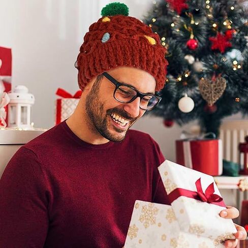 skoosb قبعة عيد الميلاد قبعة صغيرة للجنسين الكبار، شجرة عيد الميلاد نمط الشتاء الكروشيه محبوك قبعة سانتا للنساء والرجال in Kuwait