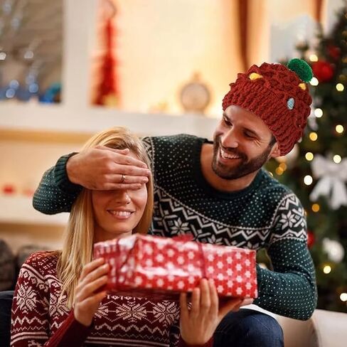 skoosb قبعة عيد الميلاد قبعة صغيرة للجنسين الكبار، شجرة عيد الميلاد نمط الشتاء الكروشيه محبوك قبعة سانتا للنساء والرجال in Kuwait