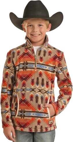 روك آند رول دينم - لا تستخدم وسترة صوفية مطبوعة من قماش الدنيم للشباب الأزتيك in Kuwait