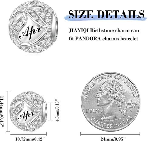 JIAYIQI Birthstone Charms for Pandora Bracelet 925 Sterling Silver Bead Love Heart Charms Happy Birthday Charms for Women Jewelry Gift in Kuwait