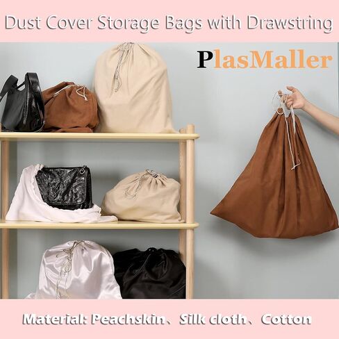 PlasMaller Dust Cover Storage Bags Silk Cloth with Drawstring Pouch For Handbags Purses Pocketbooks Shoes Boots Set of 2 in Saudi Arabia