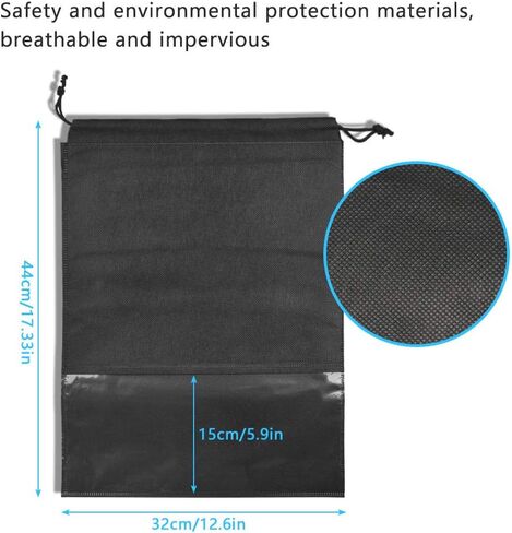 24 قطعة من حقائب أحذية السفر المقاومة للماء غير المنسوجة التخزين مع حبل للرجال والنساء حقيبة كبيرة للتعبئة والتعبئة ، أسود in Kuwait