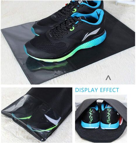 24 قطعة من حقائب أحذية السفر المقاومة للماء غير المنسوجة التخزين مع حبل للرجال والنساء حقيبة كبيرة للتعبئة والتعبئة ، أسود in Kuwait