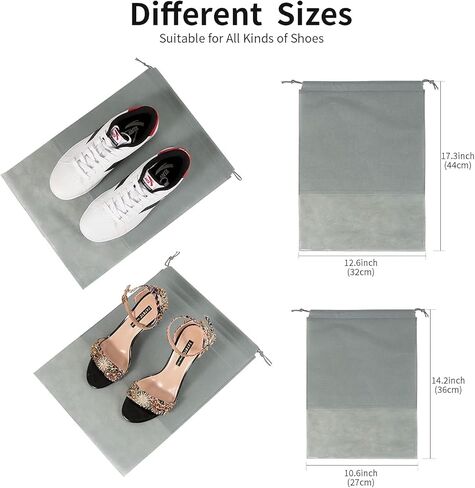 36 قطعة من حقائب أحذية السفر، منظمات تعبئة الأحذية المقاومة للغبار من YF LANXIN، تخزين الأحذية القماشية غير المنسوجة مع حبل للرجال والنساء، 18 قطعة باللون الأسود و18 قطعة باللون الرمادي in Kuwait