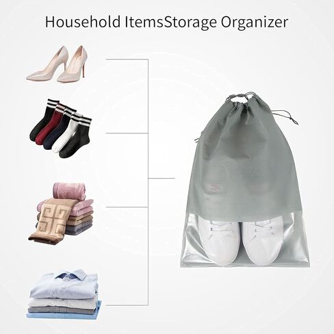 36 قطعة من حقائب أحذية السفر، منظمات تعبئة الأحذية المقاومة للغبار من YF LANXIN، تخزين الأحذية القماشية غير المنسوجة مع حبل للرجال والنساء، 18 قطعة باللون الأسود و18 قطعة باللون الرمادي in Kuwait