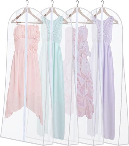 4 Pcs Wedding Dress Garment Bag Protective Breathable Hanging White Clothes Cover 72'' Anti Dust Extra Large Dress Bags for Gowns Long Bridal Evening Suit Coats Storage Travel in Saudi Arabia