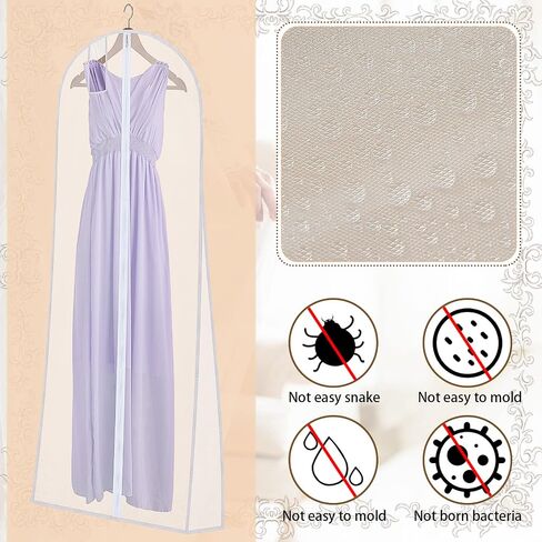 4 Pcs Wedding Dress Garment Bag Protective Breathable Hanging White Clothes Cover 72'' Anti Dust Extra Large Dress Bags for Gowns Long Bridal Evening Suit Coats Storage Travel in Saudi Arabia