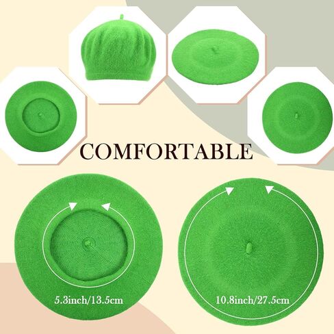 xaatren 10 مجموعة من الصوف القبعات الفرنسية قبعة الفنان قبعة اليقطين قبعة بلون مع الساتان الشعر scrunchies قبعة بسيطة قبعة الخريف الشتاء القبعات للنساء فتاة عيد الميلاد عيد ميلاد السنة الجديدة اللوازم in Kuwait