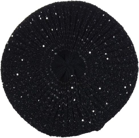 BYOS Women's Fall French Style Cable Knit Beret Hat W/Sequin/Wooden Button in Saudi Arabia