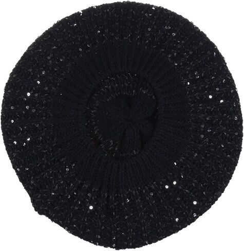 BYOS Women's Fall French Style Cable Knit Beret Hat W/Sequin/Wooden Button in Saudi Arabia