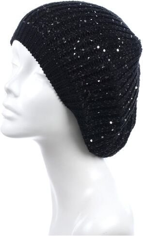 BYOS Women's Fall French Style Cable Knit Beret Hat W/Sequin/Wooden Button in Saudi Arabia