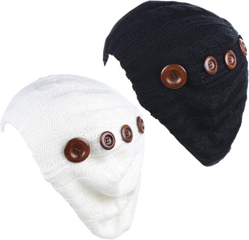 BYOS Women's Fall French Style Cable Knit Beret Hat W/Sequin/Wooden Button in Saudi Arabia