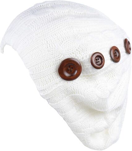 BYOS Women's Fall French Style Cable Knit Beret Hat W/Sequin/Wooden Button in Saudi Arabia