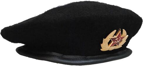 Classic Soviet Special Troops Mens Boys Military Army Style Berets Hats Faux Leather Trim Wool Beret One Size Fits Most in Saudi Arabia