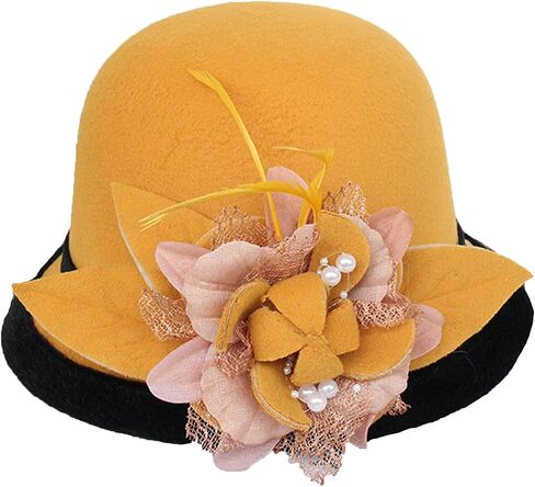 seven wolves Wool Felt Cloche Fedora Hat Winter Warm Bucket Hat Ladies Church Derby Party in Saudi Arabia