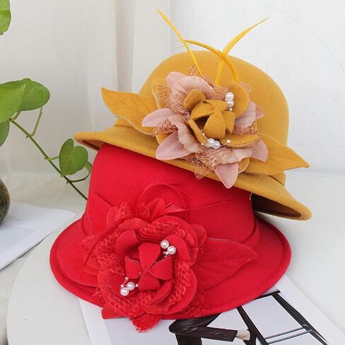 seven wolves Wool Felt Cloche Fedora Hat Winter Warm Bucket Hat Ladies Church Derby Party in Saudi Arabia