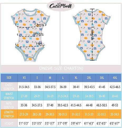 CutiePlusU Cotton Button Crotch Adult Onesie Romper Bodysuit Pajamas Print in Kuwait