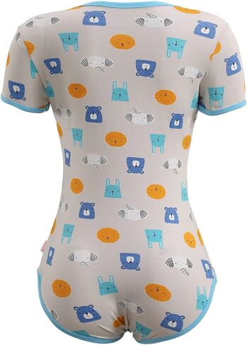 CutiePlusU Cotton Button Crotch Adult Onesie Romper Bodysuit Pajamas Print in Kuwait
