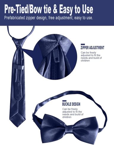 مجموعة ربطات عنق وربطة عنق بسحاب مصنوعة يدويًا من WEIENSC، مناسبة للرجال والأولاد in Kuwait