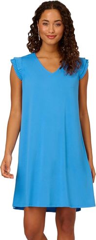 Adrianna Papell Women's V Neck Double Pleated Sleeve Dress in Saudi Arabia