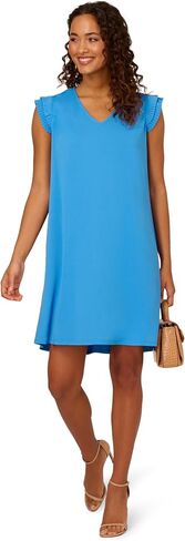 Adrianna Papell Women's V Neck Double Pleated Sleeve Dress in Saudi Arabia