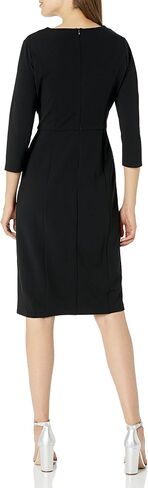 London Times Women's Scuba Crepe Neckline Detail Midi Sheath in Saudi Arabia