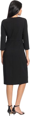 London Times Women's Scuba Crepe Neckline Detail Midi Sheath in Saudi Arabia