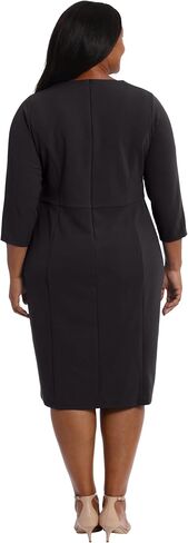 London Times Women's Scuba Crepe Neckline Detail Midi Sheath in Saudi Arabia