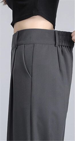 Betusline Women's Wide Leg Long Dress Pants High Waisted Business Straight Casual Office Trousers, 1#Grey, X-Small in Saudi Arabia