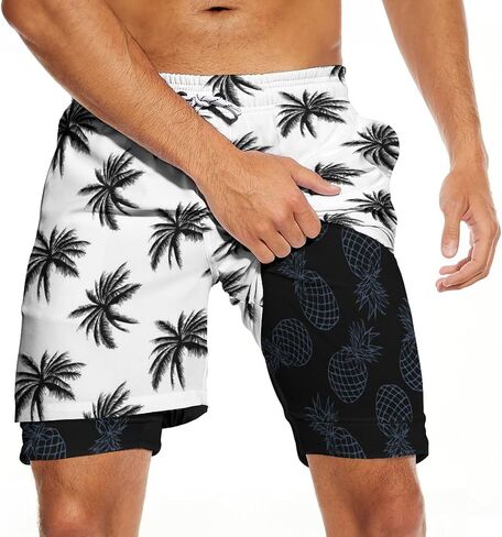 baprrjy Mens Swim Trunks with Liner Breathable Compression Swim Shorts with 3 Pockets Flag Bathing Suit for Beach in Saudi Arabia