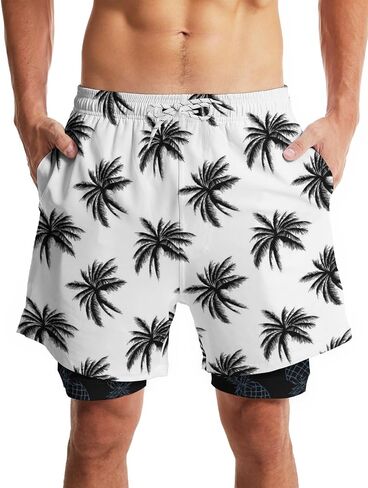 baprrjy Mens Swim Trunks with Liner Breathable Compression Swim Shorts with 3 Pockets Flag Bathing Suit for Beach in Saudi Arabia
