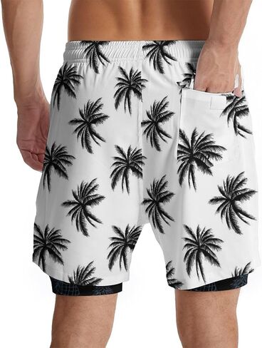 baprrjy Mens Swim Trunks with Liner Breathable Compression Swim Shorts with 3 Pockets Flag Bathing Suit for Beach in Saudi Arabia
