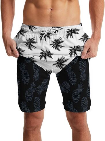 baprrjy Mens Swim Trunks with Liner Breathable Compression Swim Shorts with 3 Pockets Flag Bathing Suit for Beach in Saudi Arabia