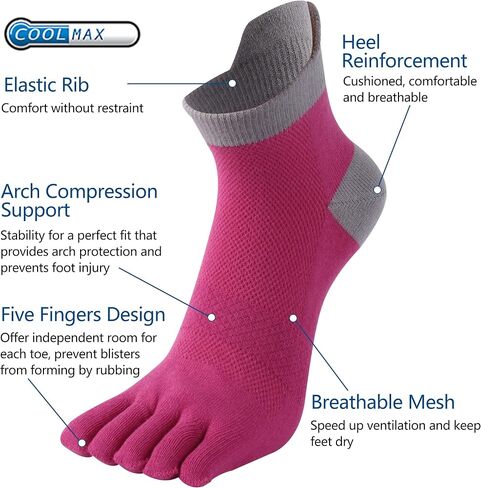 جوارب SPST لأصابع القدم للرجال والنساء، جوارب Coolmax للكاحل بخمسة أصابع، جوارب رياضية للجري، 3 أزواج in Saudi Arabia