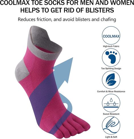 جوارب SPST لأصابع القدم للرجال والنساء، جوارب Coolmax للكاحل بخمسة أصابع، جوارب رياضية للجري، 3 أزواج in Saudi Arabia
